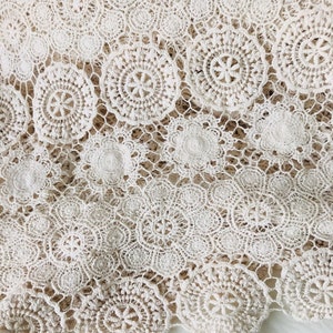 Vintage Beige Cotton Lace Fabric Crochet Style Circle Fabric - Etsy