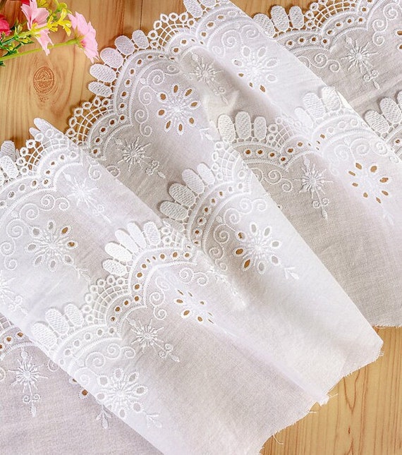 Off White Floral Cotton Eyelet Embroidered Lace Trim for - Etsy