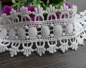 Off white Lace Cotton Scalloped Lace Trim Chic Crochet Lace Fabric Trim 1.89 inches wide 2 yards