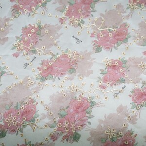 1 Yard Chiffon Fabric Pink Rose Floral Exquisite Bridal Wedding Fabric ...