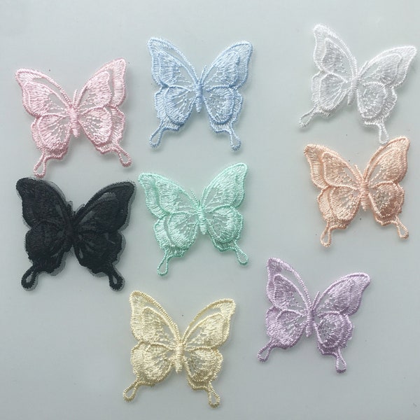 10 Pcs Butterfly Applique, Double Butterfly Sewing Applique for Weddings, Headpieces, Flower Girl Dress