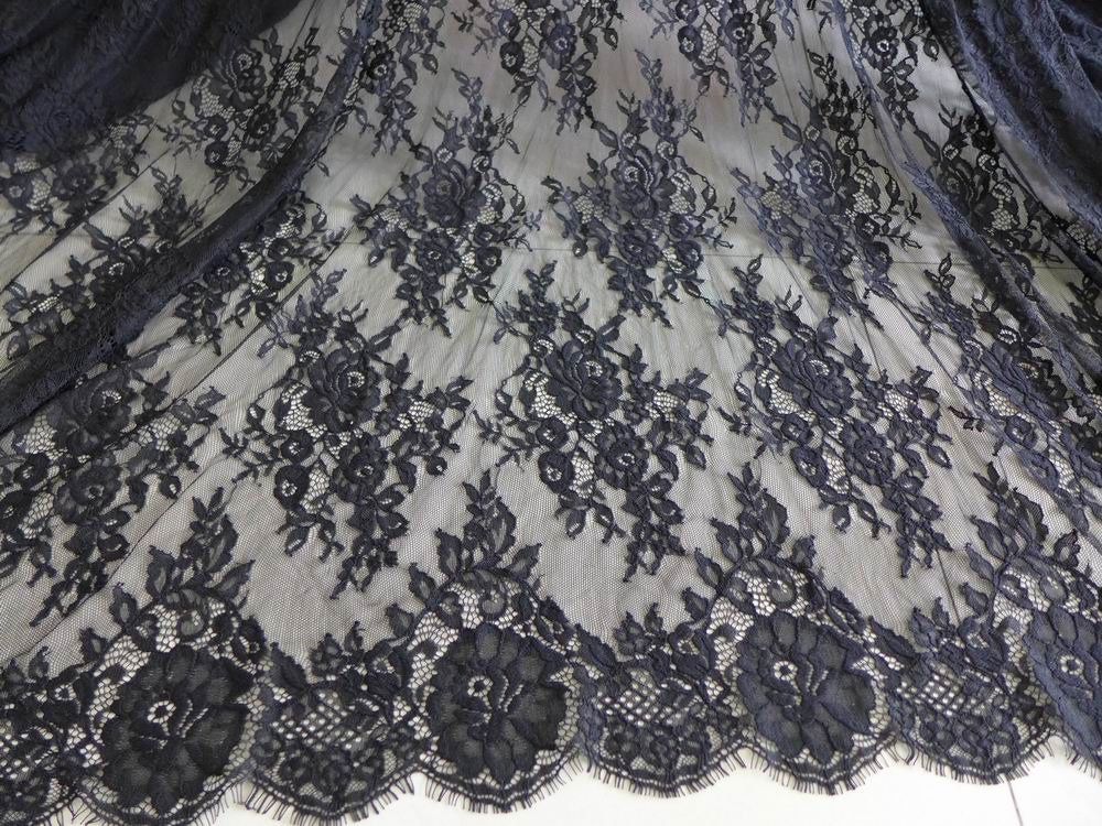 Gorgeous 61 Chantilly Eyelash Lace Fabric in Black for | Etsy