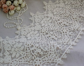 Retro Style Cotton Lace, Beige Crochet Lace for Bottom Skirt, Scarfs, Cuffs, Home decoration