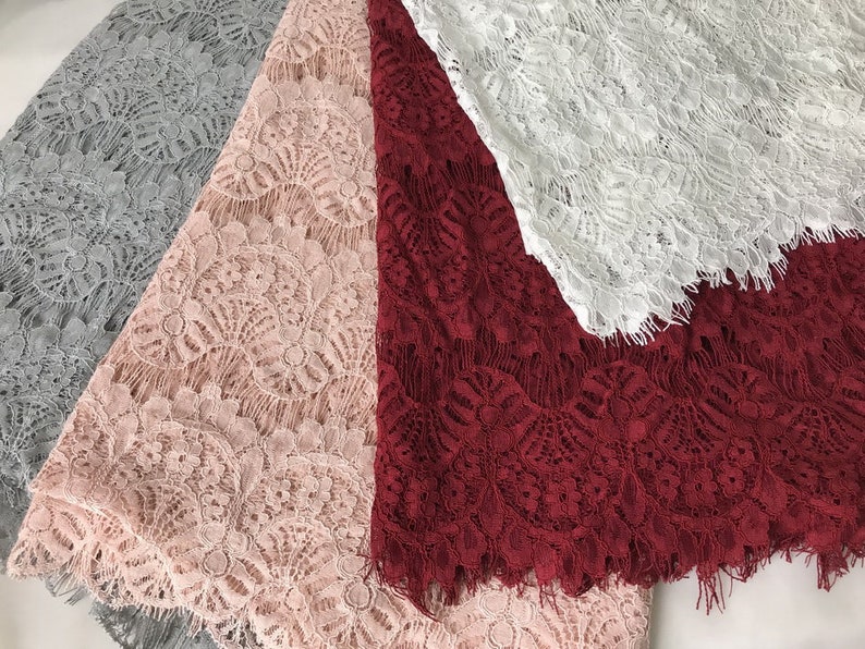 Beautiful scallops lace fabric 59 wide eyelash lace fabric by the yard