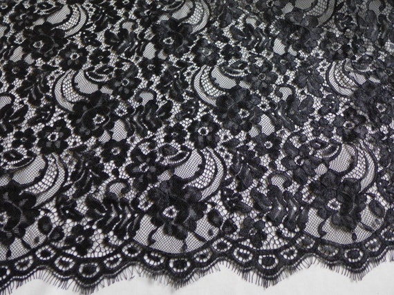 Black Scallop Trim Lace Overlay Dress Black Scallop Trim Lace Overlay Dress