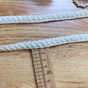 Beaded Trim Ivory Pearl and Silver Beads Lace Trim For Bridal, Headbands, Jewelry, Costumes, Crafts image 3