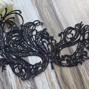 Beautiful Black Venetian Lace Mask, Masquerade Ball Mask, Wedding Mask, Halloween Mask