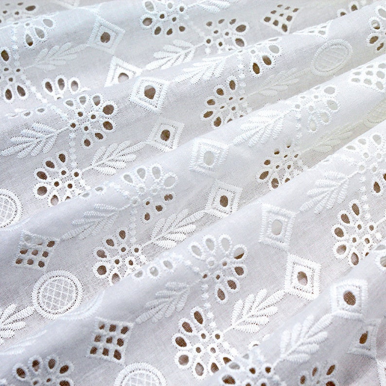 retro floral motif lace fabric with hollow out floral double scalloped edges cream hollowed out embroidery fabric ivory Cotton lace Fabric