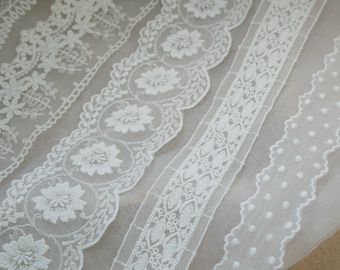 Off white Mesh Lace Trimming for Scarfs, Skirts, Cuffs, Lace Garter or Veils