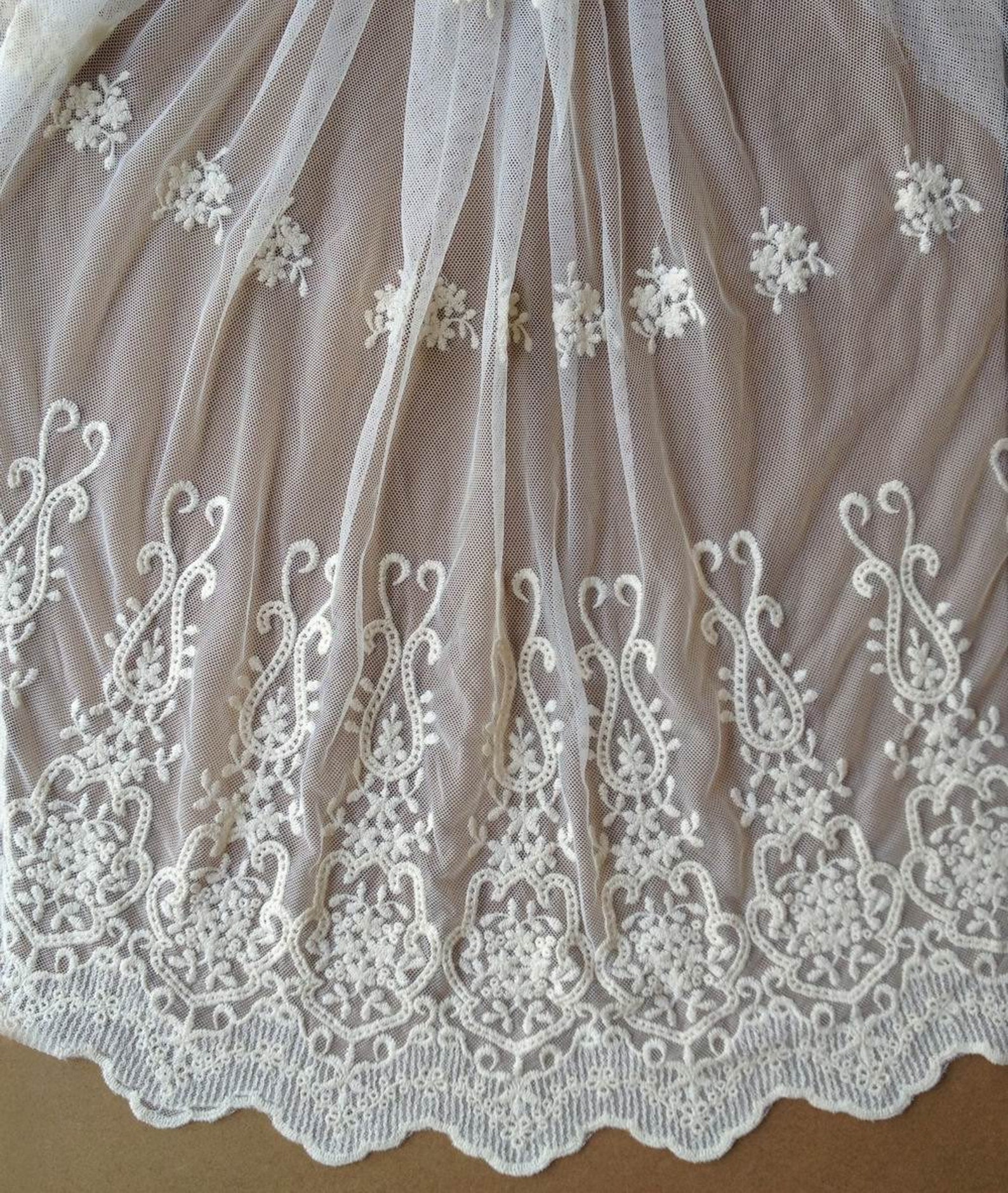 Lace Fabric Ivory Cotton Embroidered Fabric Lace Vintage Etsy