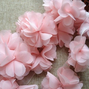 Light Pink Chiffon Lace, Flowers Chiffon Trim, 3D Chiffon Lace Trim, Wedding Supplies