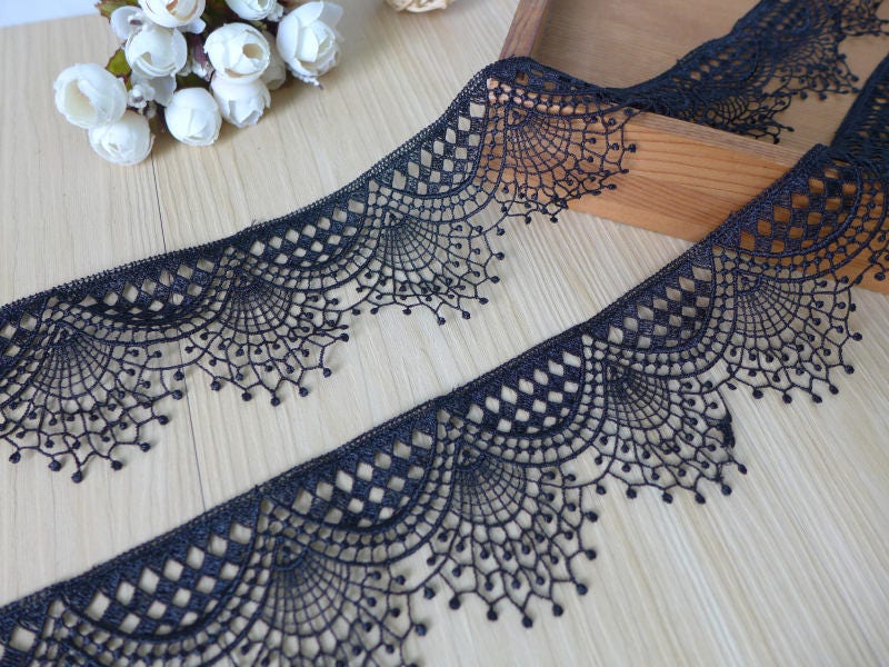 LACE TRIM LAYERED DOT SATIN 新品タグ付き♥完売品！ BLACK / WHITE Spiderweb Lace Trim Gothic Venice Embroidery Lace