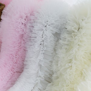 Dentelle douce multicouche à volants et bordure en tulle pour robe de poupée, bloomer de fille, robe tutu