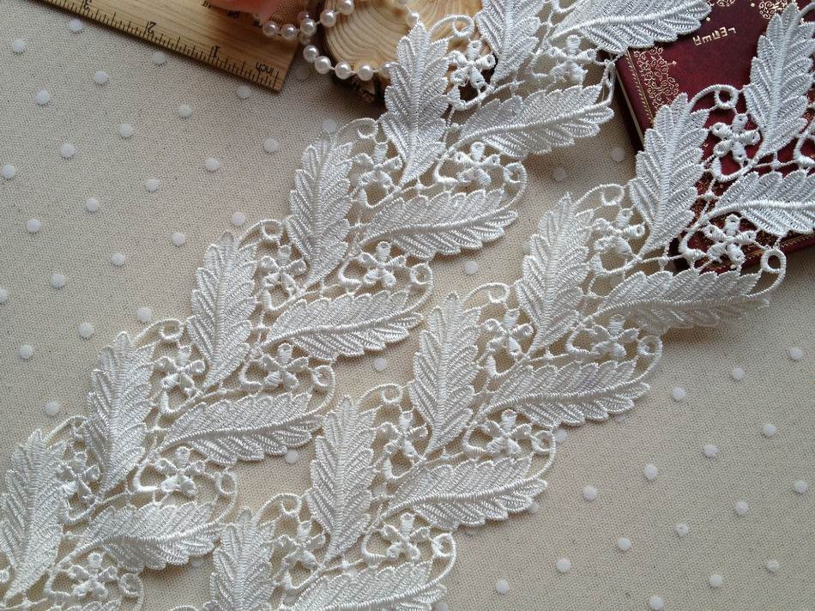 Ivory Venise Lace Embroidery Leaves Design Lace for Costume Etsy