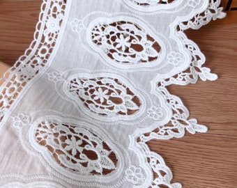 Retro style cotton lace, off white lace trim, skirt trim lace, home decoration lace trim