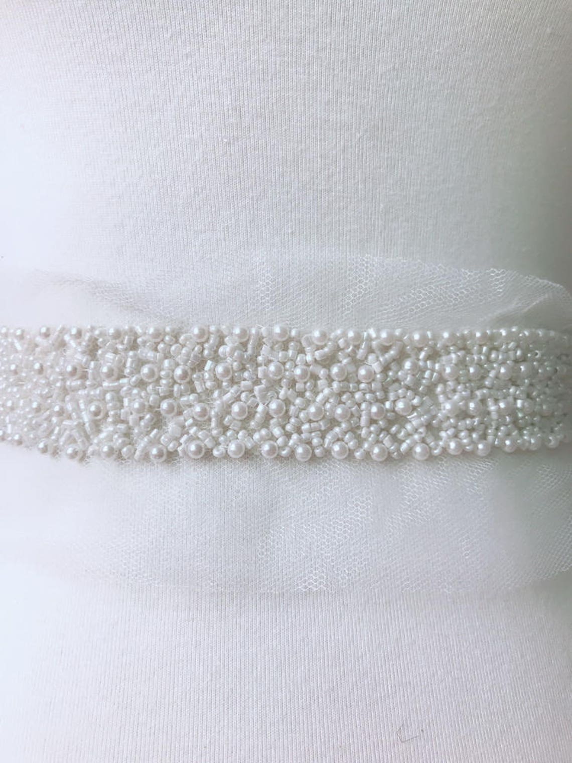 Wide Beaded Trim Ivory Wedding Sash Trim for bridesmaid sash Etsy
