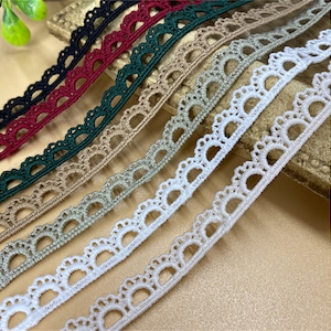 0.39&quot; Wide Venice Lace, Scallop Edging Trim for Bridal necklace, Lace Headbands, Garments Decor Supplies - 9 Yards