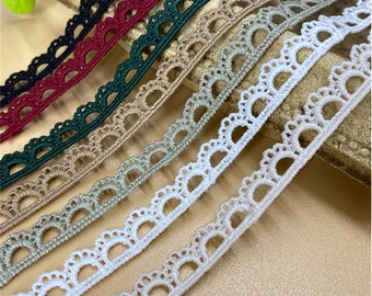 0.39" Wide Venice Lace, Scallop Edging Trim for Bridal necklace, Lace Headbands, Garments Decor Supplies - 9 Yards