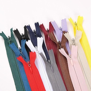 13 Colors - Nylon Concealed Invisible Closed-end Zipper with Zinc Alloy Zipper Pull for Sport Bag, Luggage Bag,  Long Dress, Coat