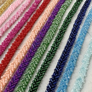 Exquisite Beaded Trim 0.2 Wide Wedding Beaded Lace for Gown Straps, Headbands, Sashes Belt or Cake decoration 20 colors image 10