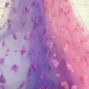 Soft Sparkling Heart-shaped Tulle Fabric for Wedding Party, Bridal Dress, Tutu Dress, Prom Dress