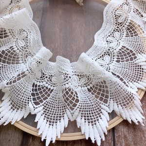 Off white Feather Fringe Lace Trim, Cotton Lace, Retro Sewing Lace, Bridal Lace, Cotton Lace Dress Trims