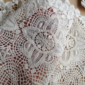 Beige Lace Trim, Antique Lace, Vintage Lace Trim, Crochet Cotton Lace, Scalloped Edge