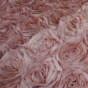 Rosette Trim Fabric Vintage Pink Shabby Chiffon Fabrics for Wedding Decor, Newborn, Baby Photo Background