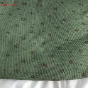 Tessuto a maglia elasticizzato con coste in spandex di cotone floreale vintage, tessuto per magliette e abiti lunghi con motivo a rose, tessuto per tappezzeria, tagliato su misura Sage Green
