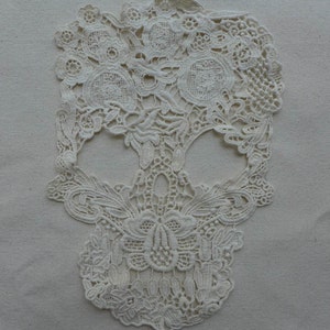 Beige Lace Applique, Skull Lace Appliques, Cotton Lace Trim, Venice Lace Applique, Costume design