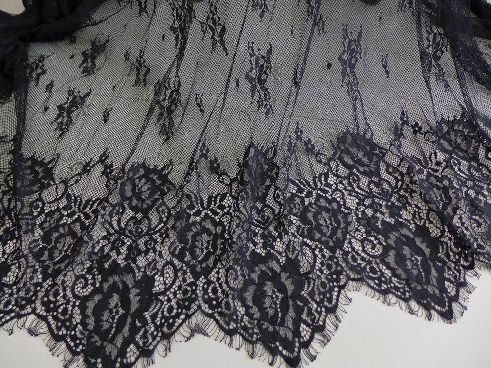 Romantic Black Lace Fabric 62 Wide Floral Chantilly | Etsy