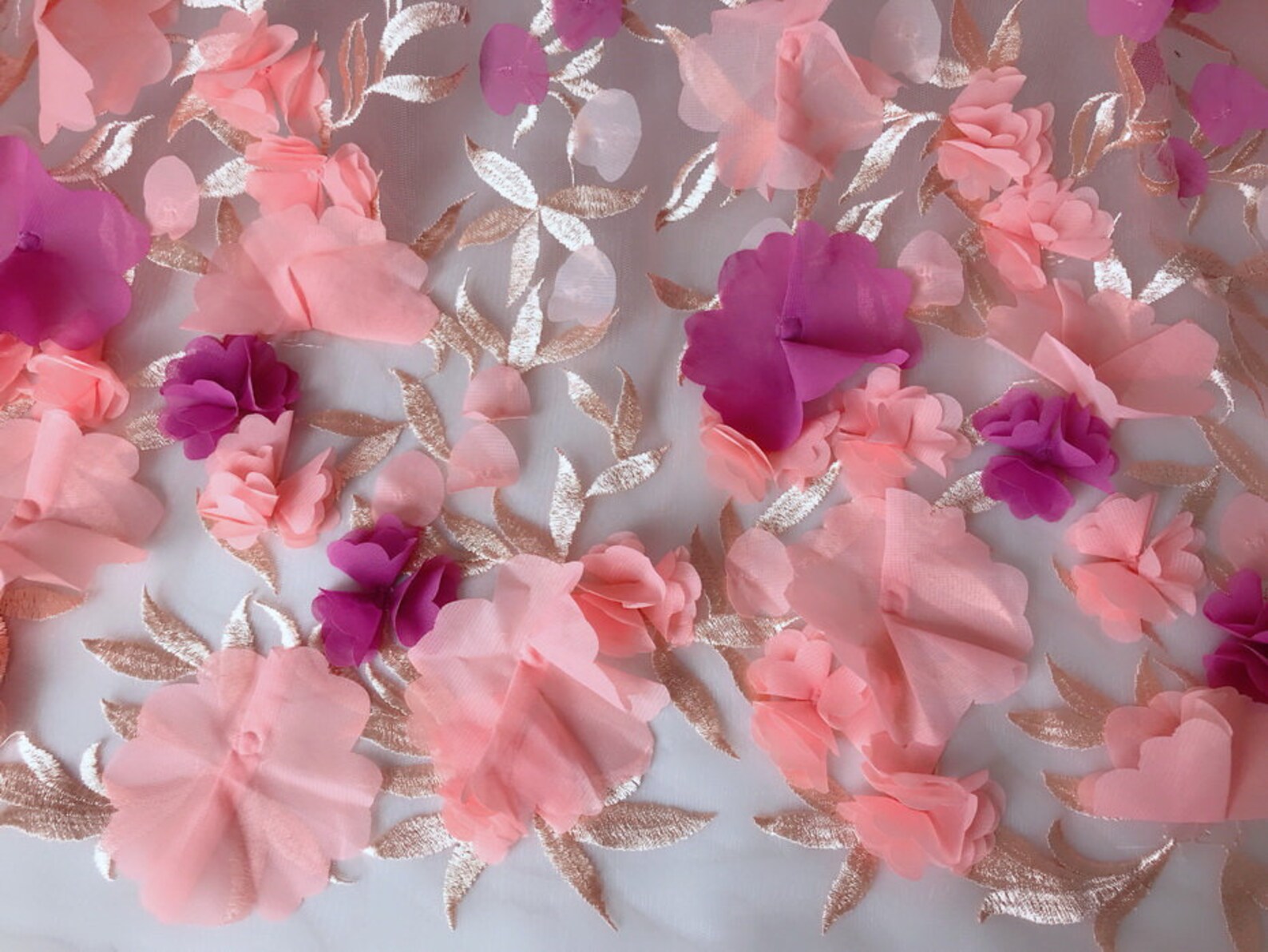 Soft 3d Flower Petals Lace Fabric Bridal Dress Fabric by the Etsy