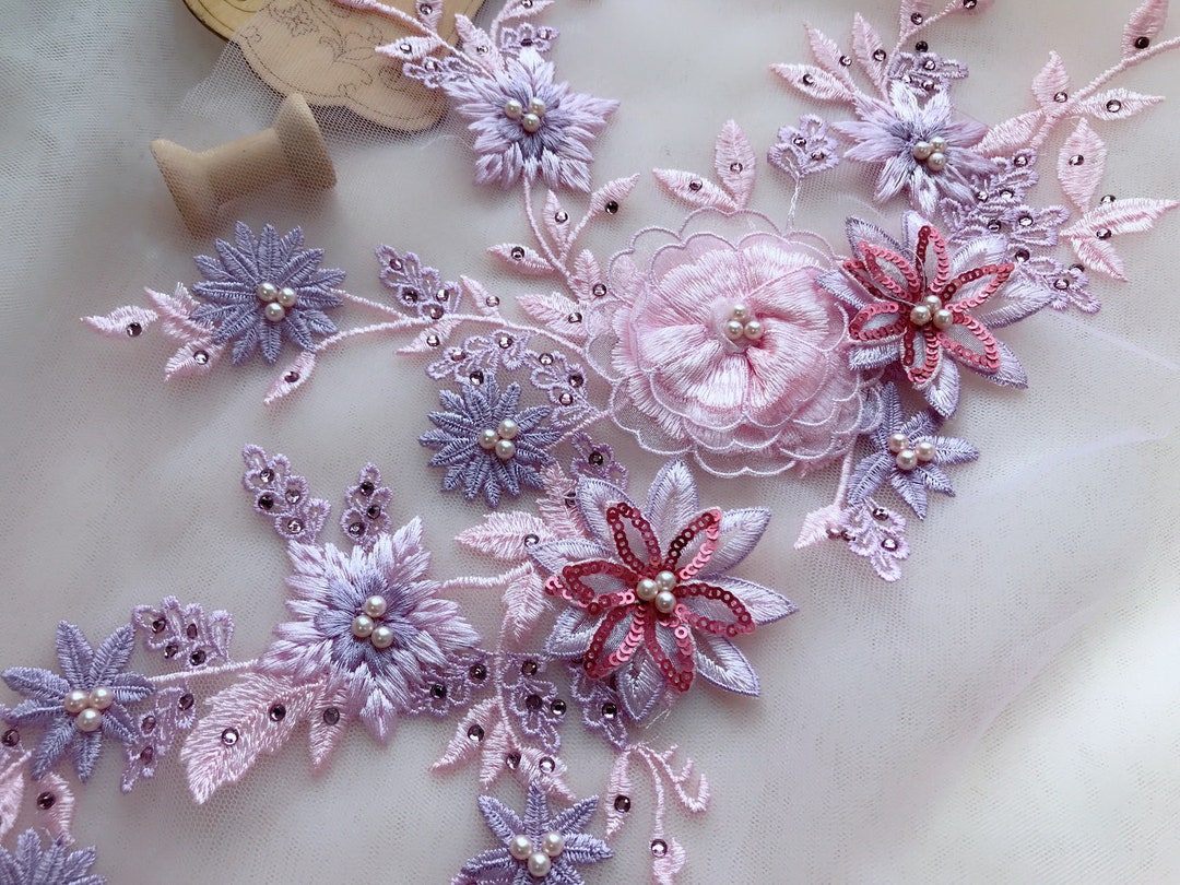 Lavender A Line Sweetheart Appliques Ball Dress with 3D Flower