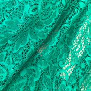 Green Stretch Fabric, 59" wide Elastic Lace Fabric, Evening Dress Lace Fabric image 8