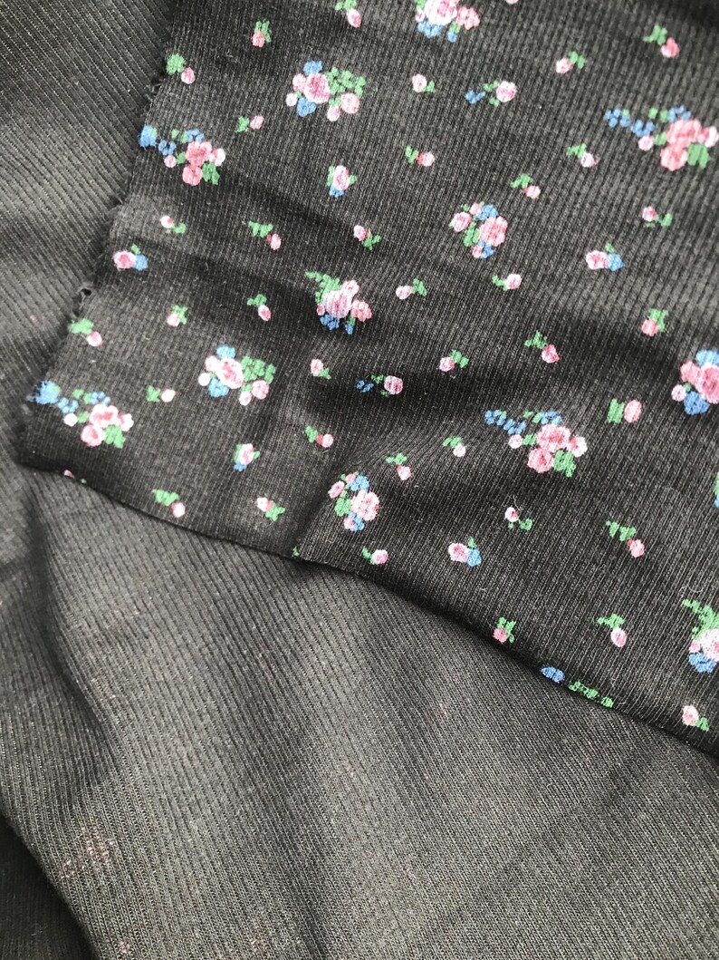 Tessuto a maglia elasticizzato con coste in spandex di cotone floreale vintage, tessuto per magliette e abiti lunghi con motivo a rose, tessuto per tappezzeria, tagliato su misura immagine 13