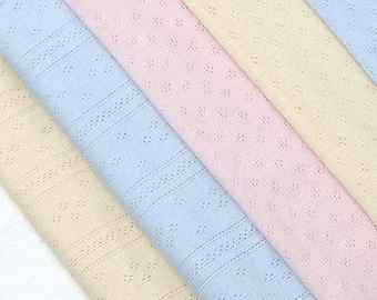 Pointelle Jersey Knit Fabric, 100% Cotton Jacquard Fabric for Babywear, Baby Hat, Long Sleeve Top, Soft Loungewear, by the Yard