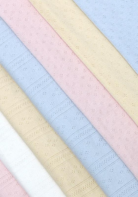 Pointelle Jersey Knit Fabric, Cotton Jacquard Fabric for Babywear, Baby Hat, Long Sleeve Top, Soft Loungewear, by the Yard