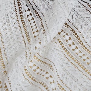 Vintage Style Cotton Lace Fabric, Off White Cotton Guipure Fabric, Retro Crochet Hollowed Lace Fabric