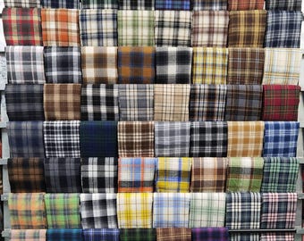 69 Colors-Plaid Fabric, 57" Wide Polyester-cotton Blend Scottish Checking Upholstery Fabric, Tartan Fabric for Sewing & Crafts