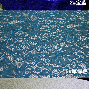 Green Stretch Fabric, 59" wide Elastic Lace Fabric, Evening Dress Lace Fabric image 4