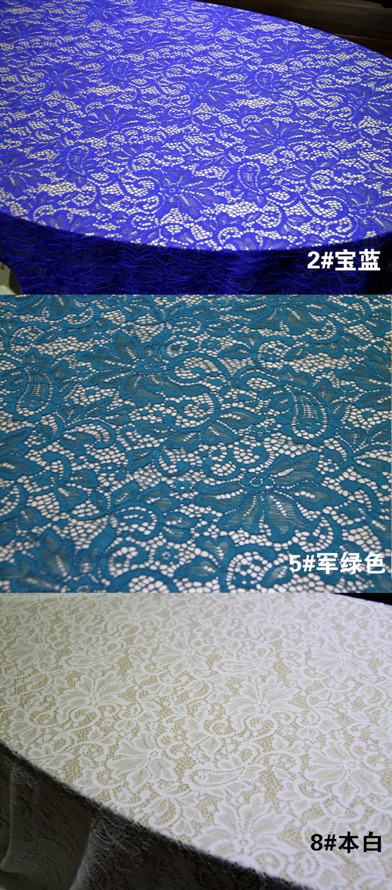 Green Stretch Fabric, 59" wide Elastic Lace Fabric, Evening Dress Lace Fabric image 4
