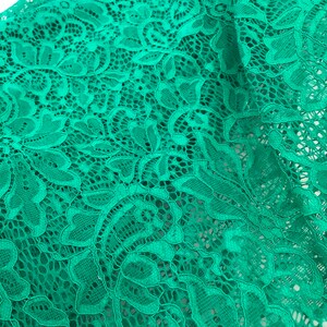 Green Stretch Fabric, 59" wide Elastic Lace Fabric, Evening Dress Lace Fabric image 6