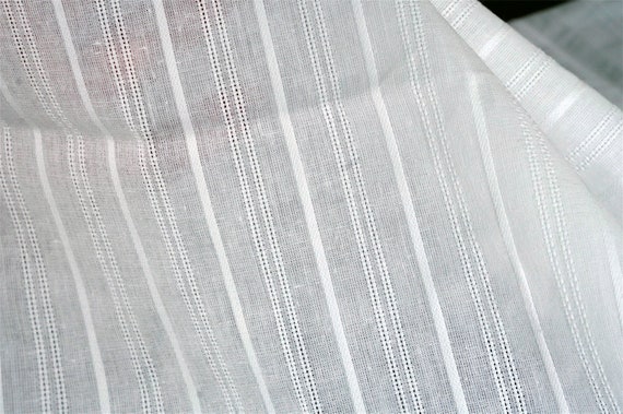 Off White Cotton Eyelet Fabric, Striped Cotton Fabric for Doll Dress, Quilting, Pillow, Tablecloth