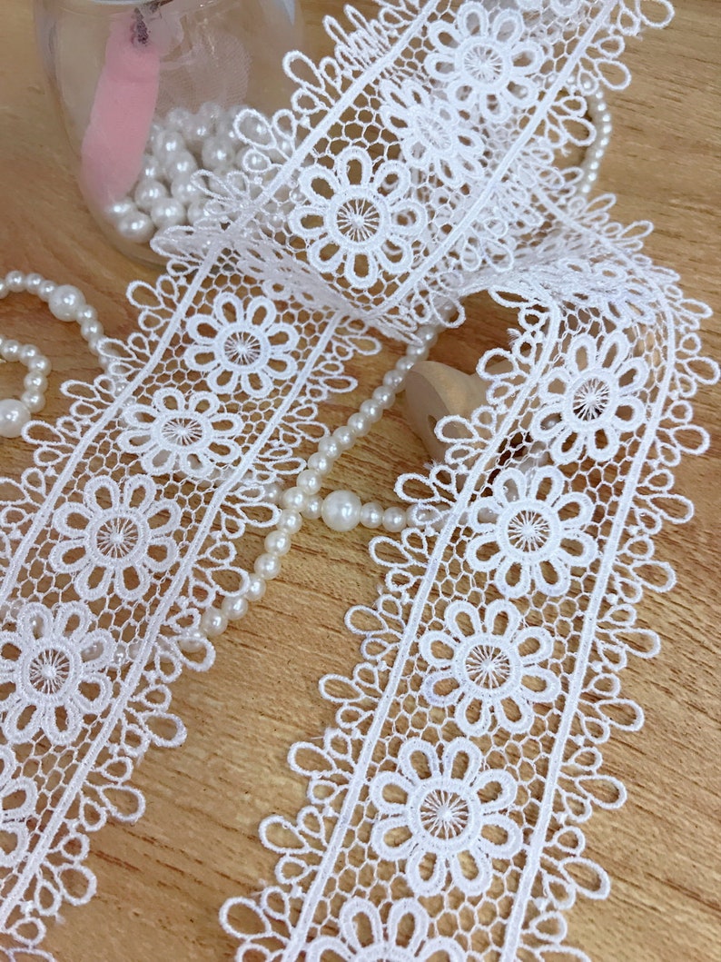 White Venice Lace Trim for Lace Headbands, Wedding Garters, Veils, Costume design zdjęcie 4