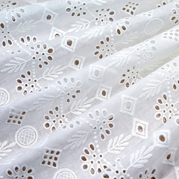 Off White Cotton Fabric Retro Eyelet Cotton Fabric for Eyelet Dress,  Blouse, Shirtdress or Curtains -  Canada