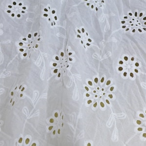 Eyelet Fabric, Off white Flowers Cotton Eyelet Fabric for Blouses, Dresses, Skirts or Curtains