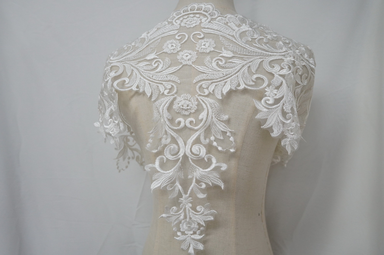 Ivory Embroidered Lace Caroline