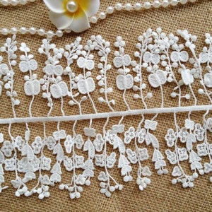 White Venice Lace Trim Super Exquisite Fringe Lace Wedding Bridal Bracelet Jewelry Design 1 Yard image 4