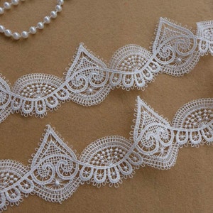Delicate White Venise Lace Trim, Heart Lace, Crochet Scalloped Lace Trim for Wedding Jewelry Costume design