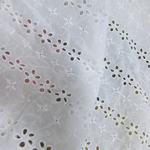 Off White Embroidered Floral Eyelet Fabric Delicate Cotton Eyelet Fabric Sewing Wedding Dresses Cotton Fabric By Yard
